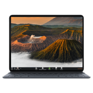 רקע הר געש פעיל לזום - הדמייה על מסך לפטופ