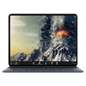 רקע הר געש פעיל לזום - הדמייה על מסך לפטופ