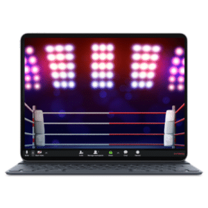 הדמיית זירת אגרוף על מסך לפטופ